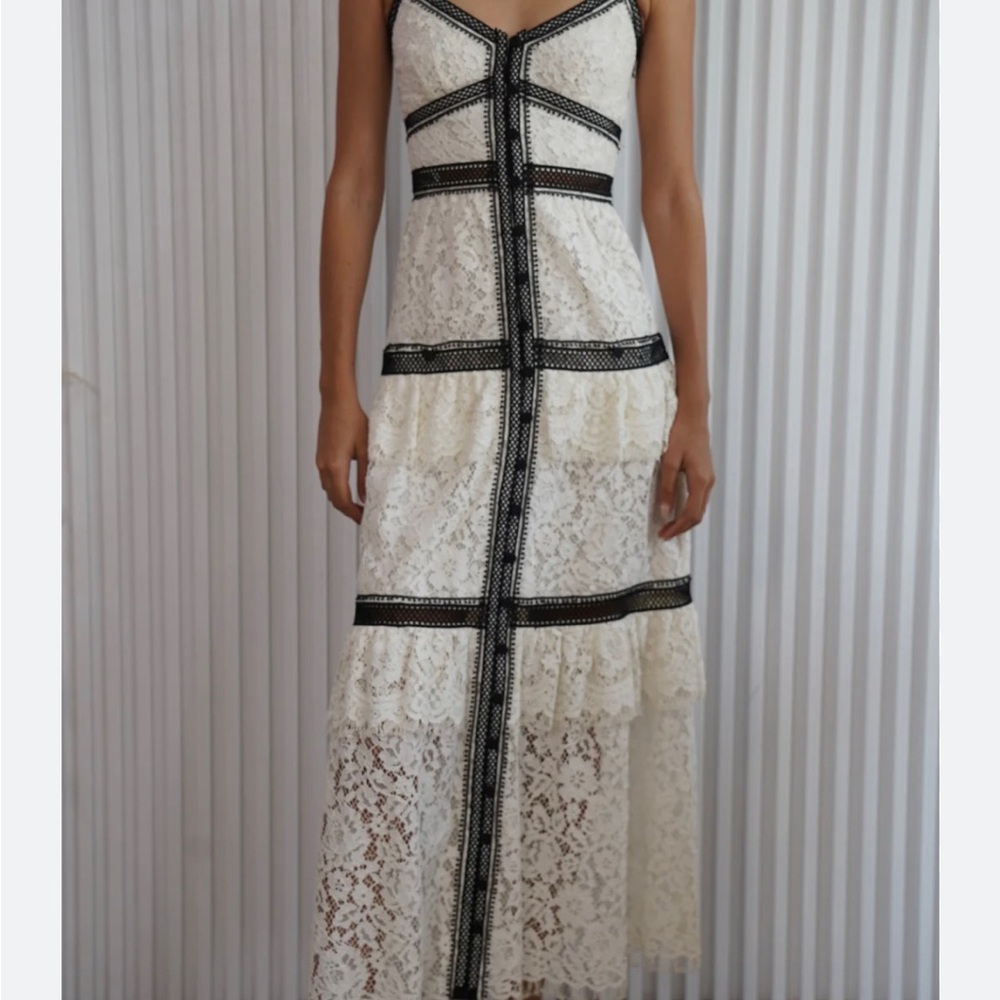 Self portrait Elegant White and Black Lace Dress